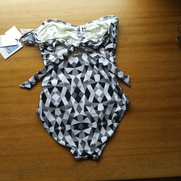 Calvin Klein NWT black white gray swimsuit size 4 - Picture 2 of 13